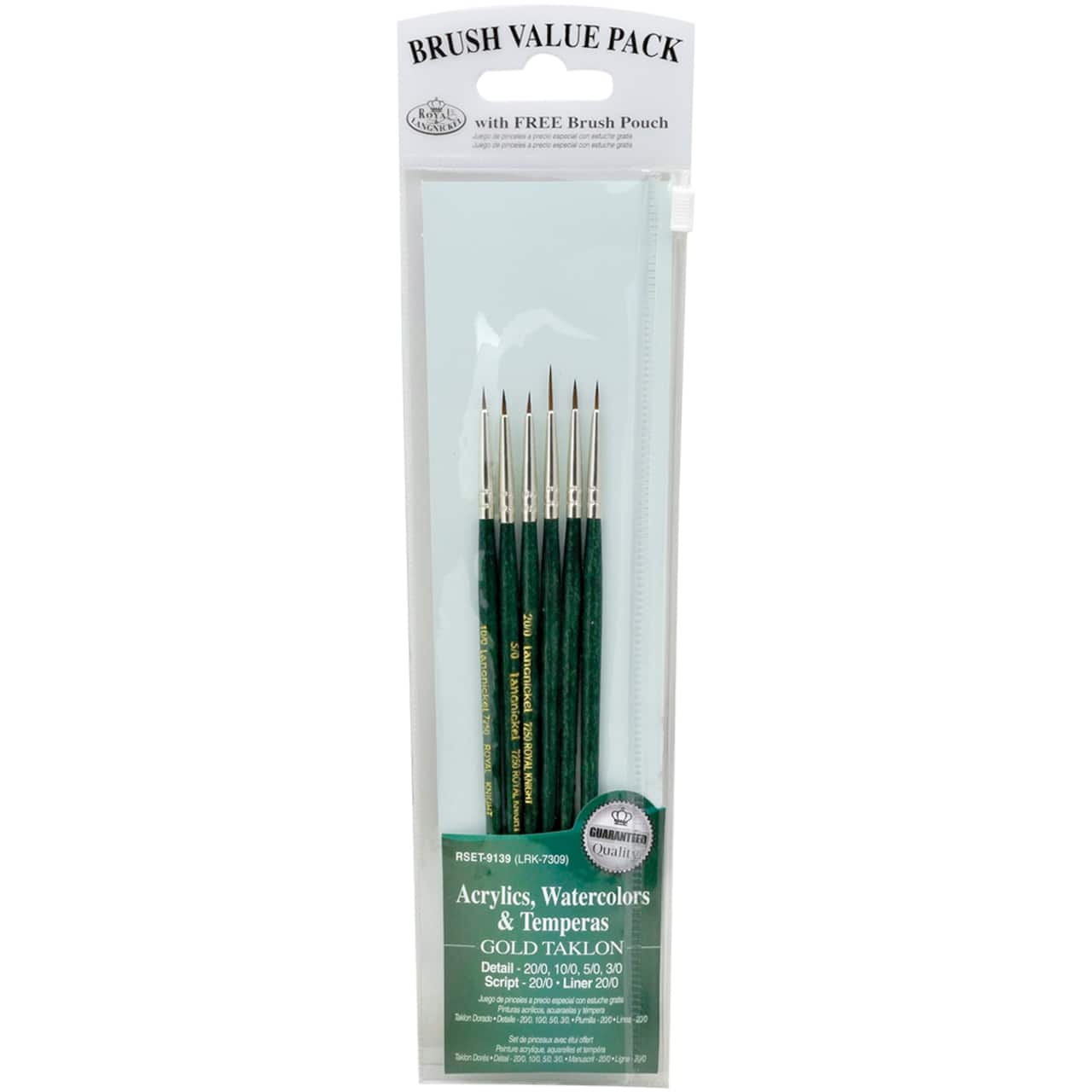 Royal Langnickel Gold Taklon Brush Value Pack Set